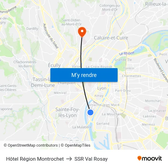 Hôtel Région Montrochet to SSR Val Rosay map