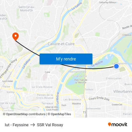 Iut - Feyssine to SSR Val Rosay map