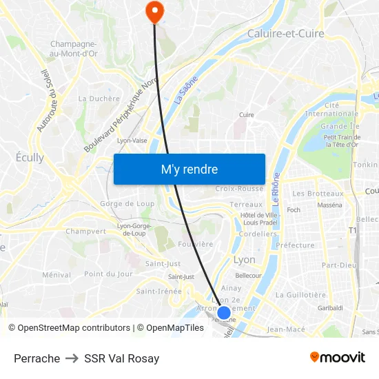 Perrache to SSR Val Rosay map