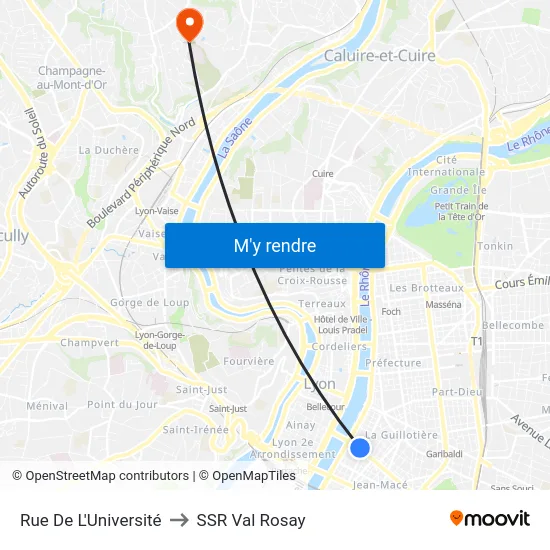 Rue De L'Université to SSR Val Rosay map