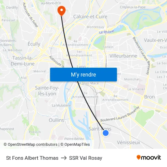 St Fons Albert Thomas to SSR Val Rosay map
