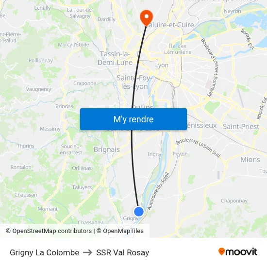 Grigny La Colombe to SSR Val Rosay map