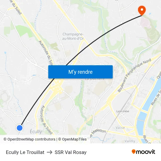 Ecully Le Trouillat to SSR Val Rosay map