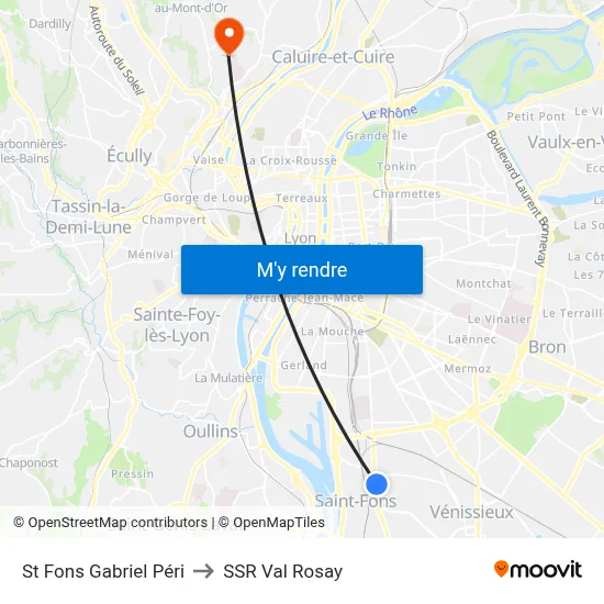 St Fons Gabriel Péri to SSR Val Rosay map
