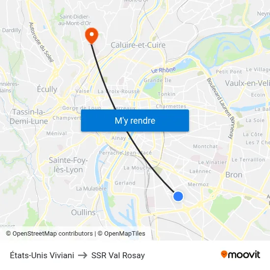États-Unis Viviani to SSR Val Rosay map