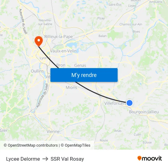Lycee Delorme to SSR Val Rosay map