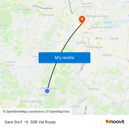 Gare Sncf to SSR Val Rosay map