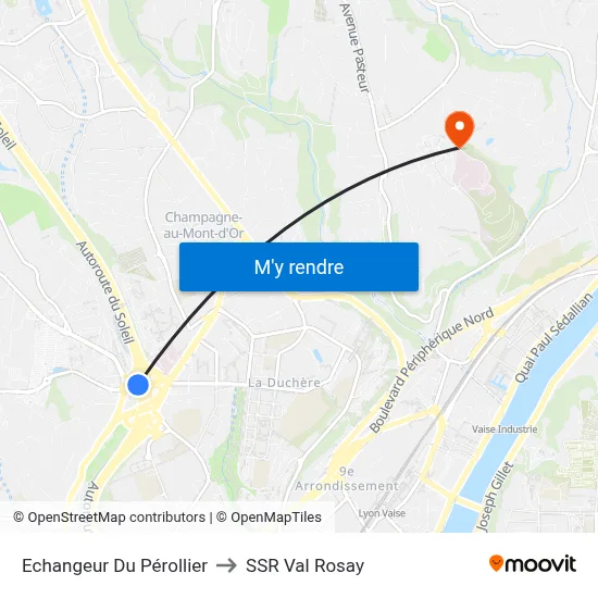 Echangeur Du Pérollier to SSR Val Rosay map