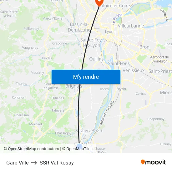 Gare Ville to SSR Val Rosay map