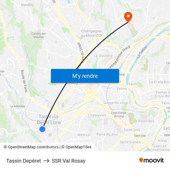 Tassin Depéret to SSR Val Rosay map