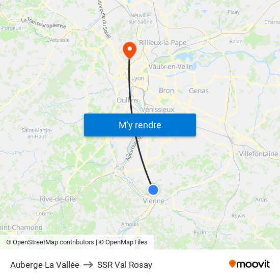 Auberge La Vallée to SSR Val Rosay map