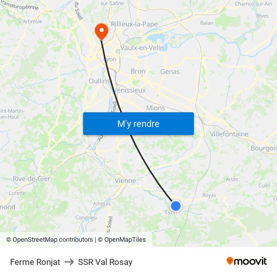 Ferme Ronjat to SSR Val Rosay map