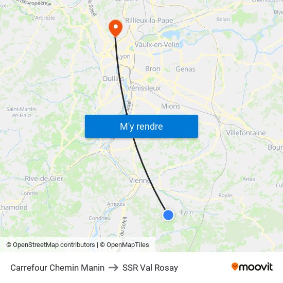 Carrefour Chemin Manin to SSR Val Rosay map