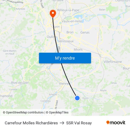 Carrefour Molles Richardières to SSR Val Rosay map