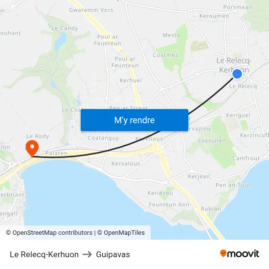 Le Relecq-Kerhuon to Guipavas map