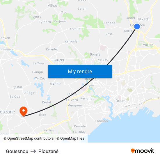 Gouesnou to Plouzané map