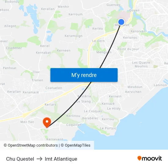 Chu Questel to Imt Atlantique map