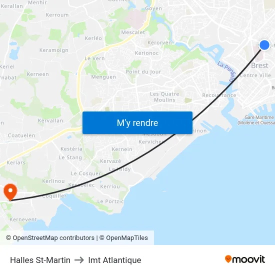 Halles St-Martin to Imt Atlantique map