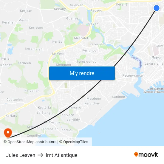 Jules Lesven to Imt Atlantique map