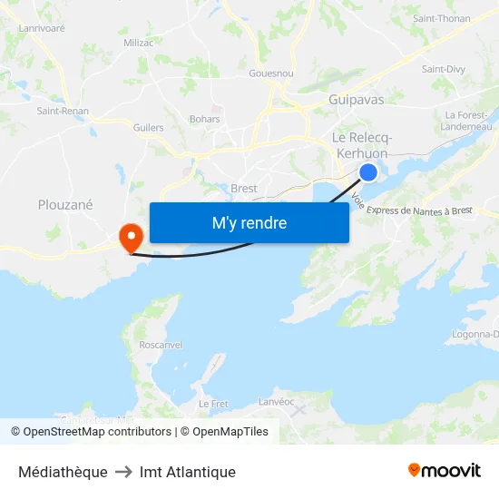 Médiathèque to Imt Atlantique map