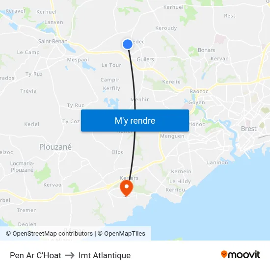 Pen Ar C'Hoat to Imt Atlantique map