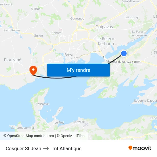 Cosquer St Jean to Imt Atlantique map