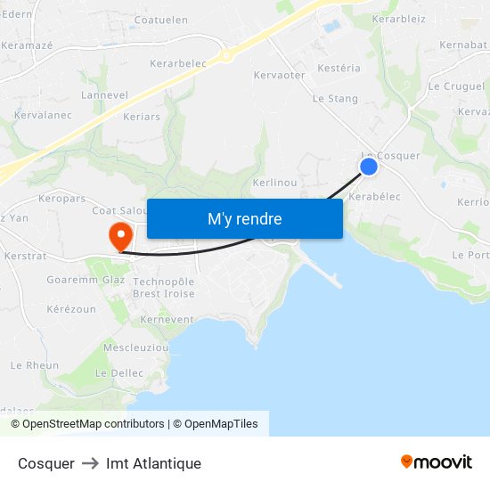 Cosquer to Imt Atlantique map
