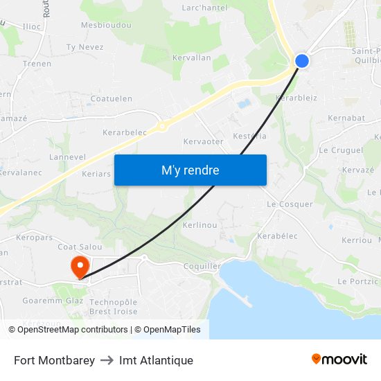 Fort Montbarey to Imt Atlantique map