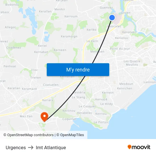 Urgences to Imt Atlantique map