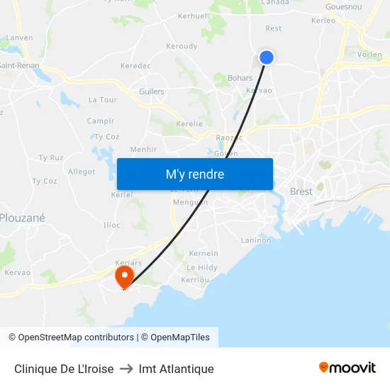Clinique De L'Iroise to Imt Atlantique map