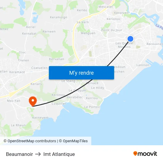 Beaumanoir to Imt Atlantique map