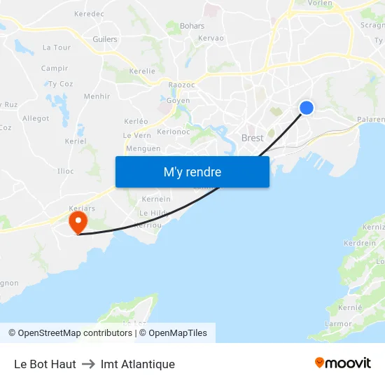 Le Bot Haut to Imt Atlantique map