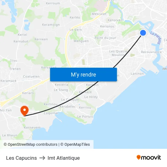Les Capucins to Imt Atlantique map
