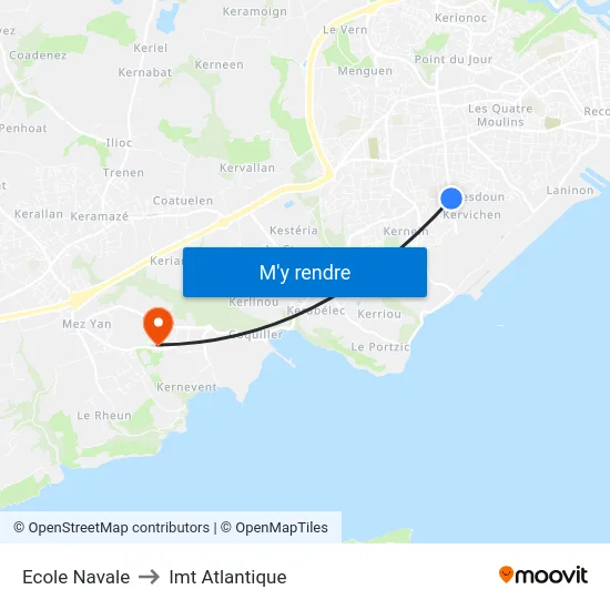 Ecole Navale to Imt Atlantique map