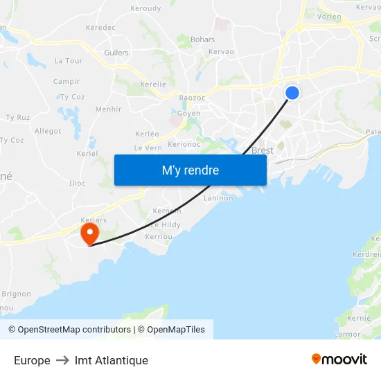 Europe to Imt Atlantique map