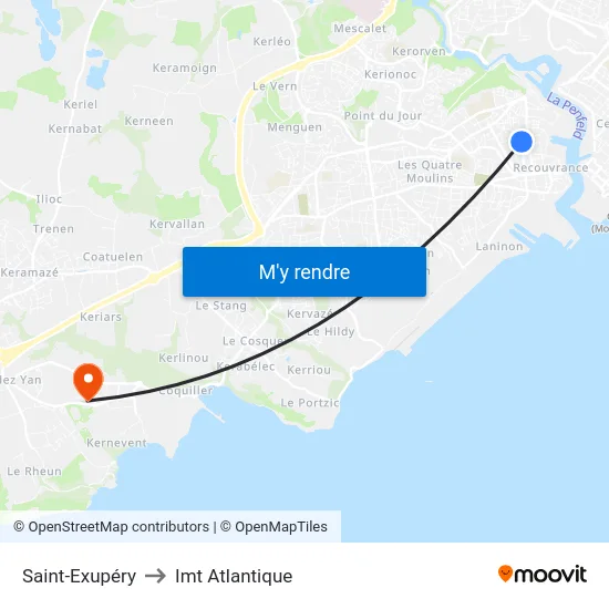Saint-Exupéry to Imt Atlantique map