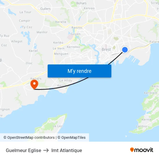 Guelmeur Eglise to Imt Atlantique map
