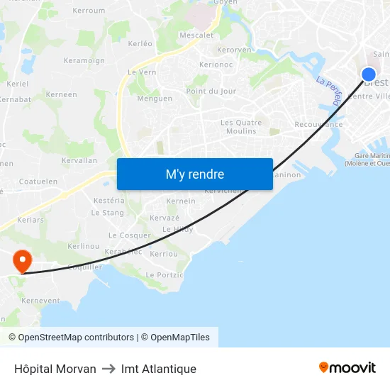 Hôpital Morvan to Imt Atlantique map