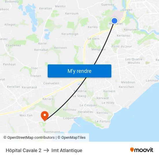 Hôpital Cavale 2 to Imt Atlantique map