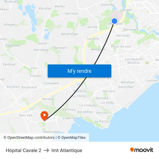 Hôpital Cavale 2 to Imt Atlantique map