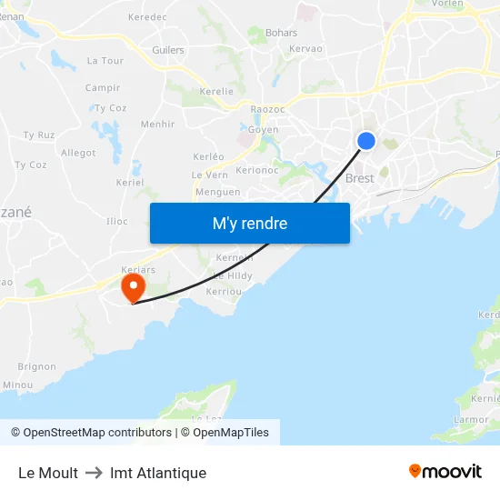 Le Moult to Imt Atlantique map