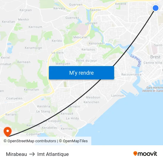 Mirabeau to Imt Atlantique map