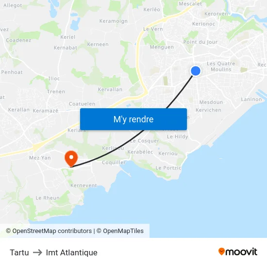 Tartu to Imt Atlantique map
