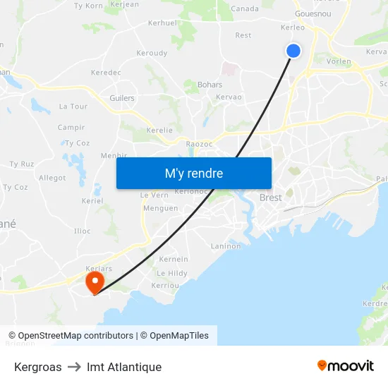 Kergroas to Imt Atlantique map