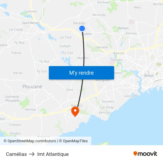 Camélias to Imt Atlantique map