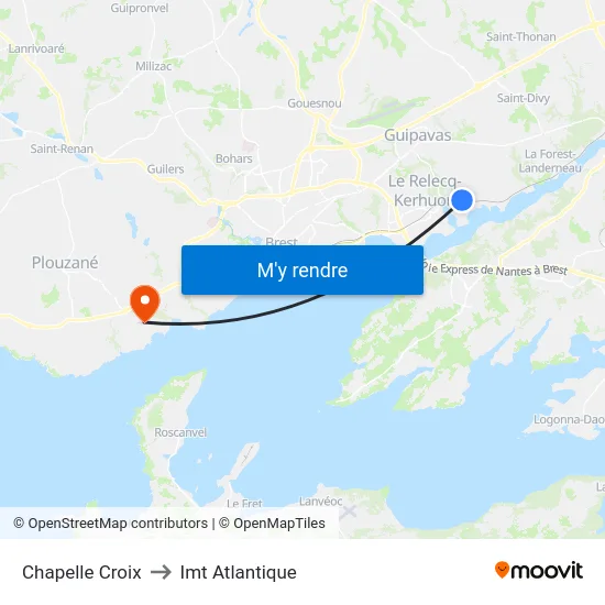 Chapelle Croix to Imt Atlantique map
