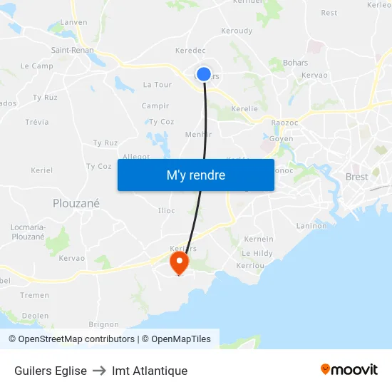 Guilers Eglise to Imt Atlantique map