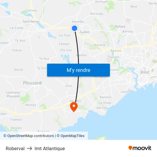 Roberval to Imt Atlantique map