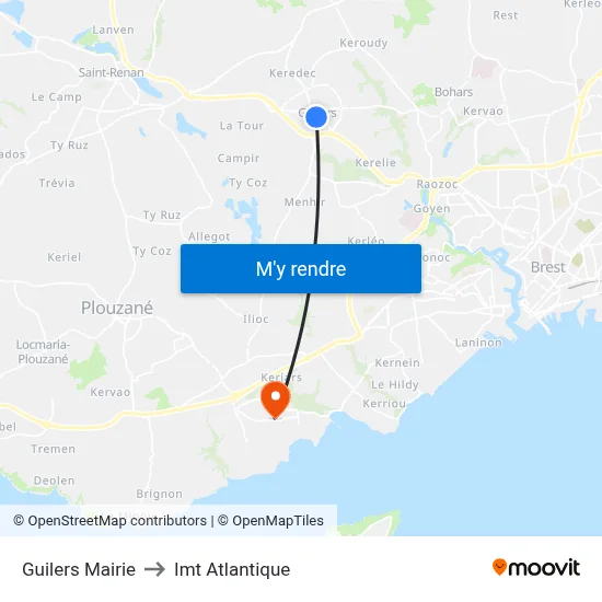 Guilers Mairie to Imt Atlantique map