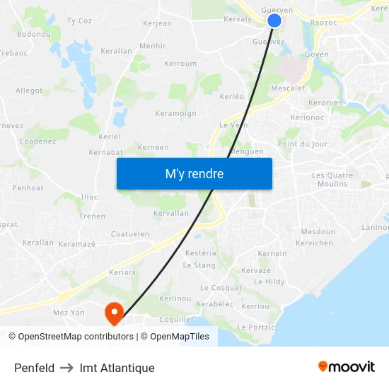Penfeld to Imt Atlantique map